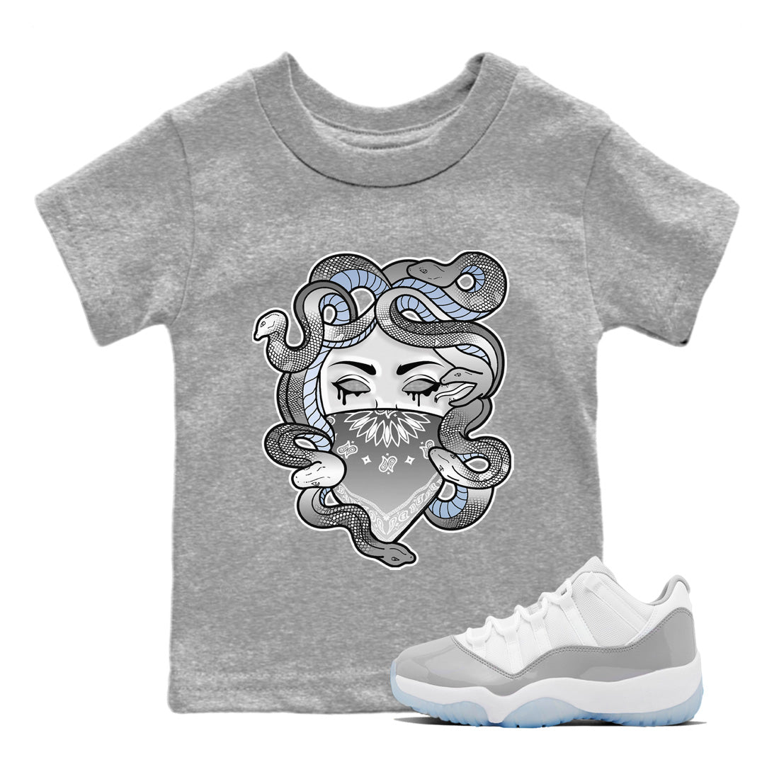 Air Jordan 11 White Cement Medusa Baby and Kids Sneaker Tees Air Jordan 11 Cement Grey Kids Sneaker Tees Size Chart