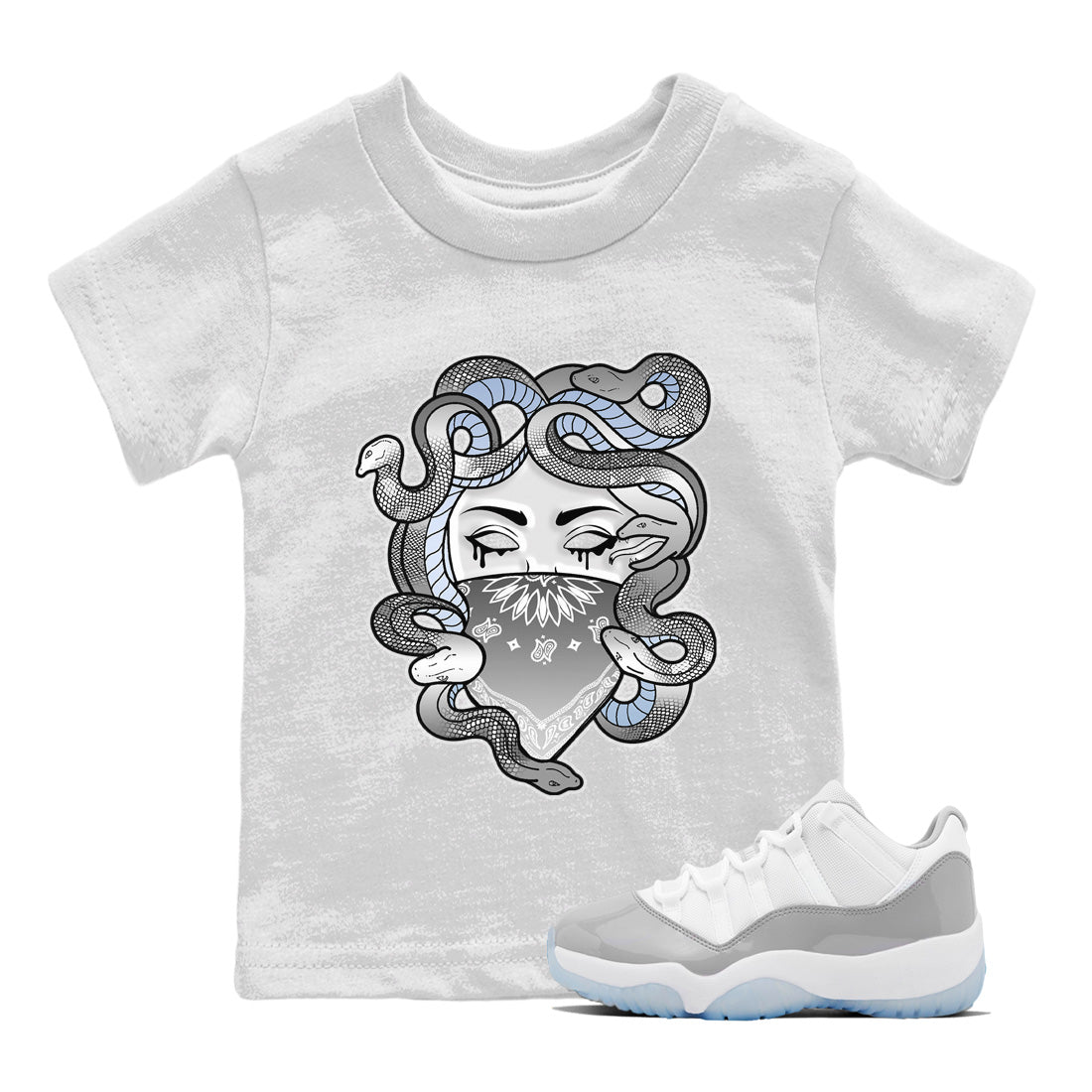 Air Jordan 11 White Cement Sneaker Match Tees Medusa Sneaker Tees Air Jordan 11 Cement Grey Sneaker Release Tees Kids Shirts White 1