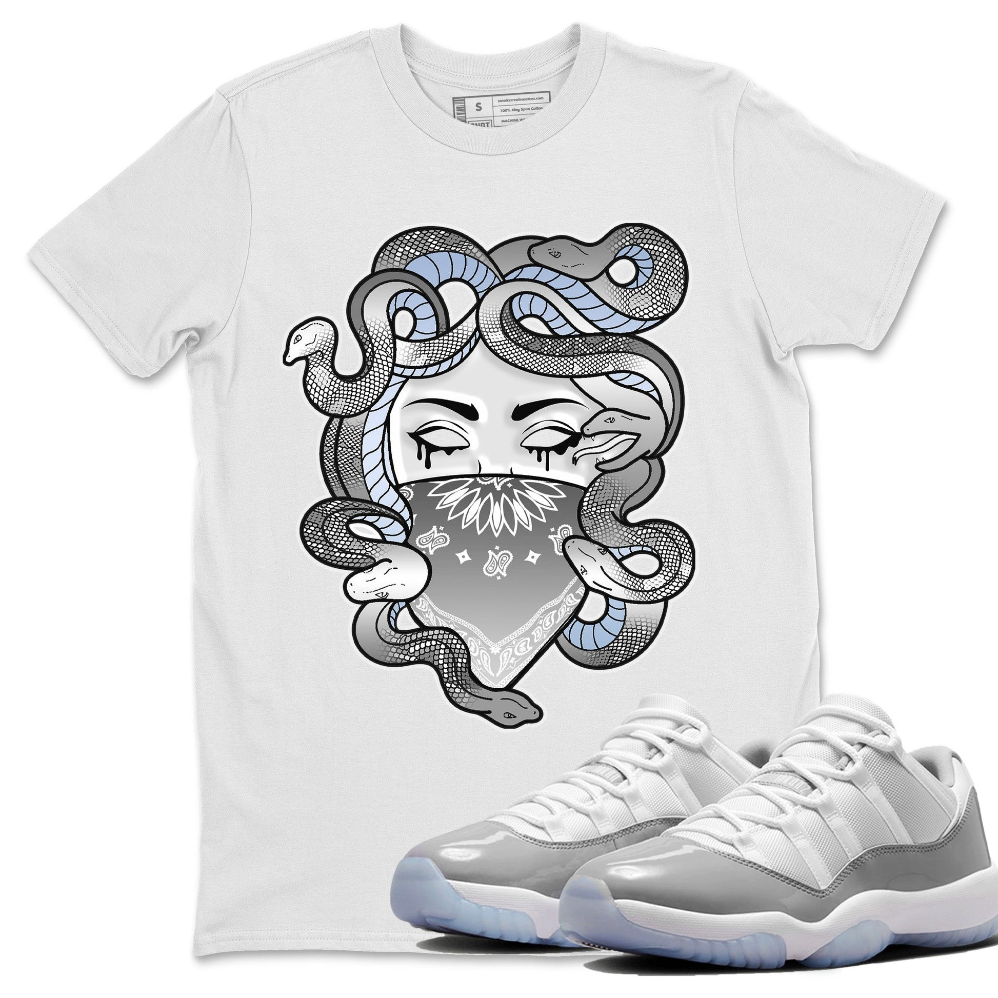 Air Jordan 11 White Cement Sneaker Match Tees Medusa Sneaker Tees Air Jordan 11 Cement Grey Sneaker Release Tees Unisex Shirts White 1