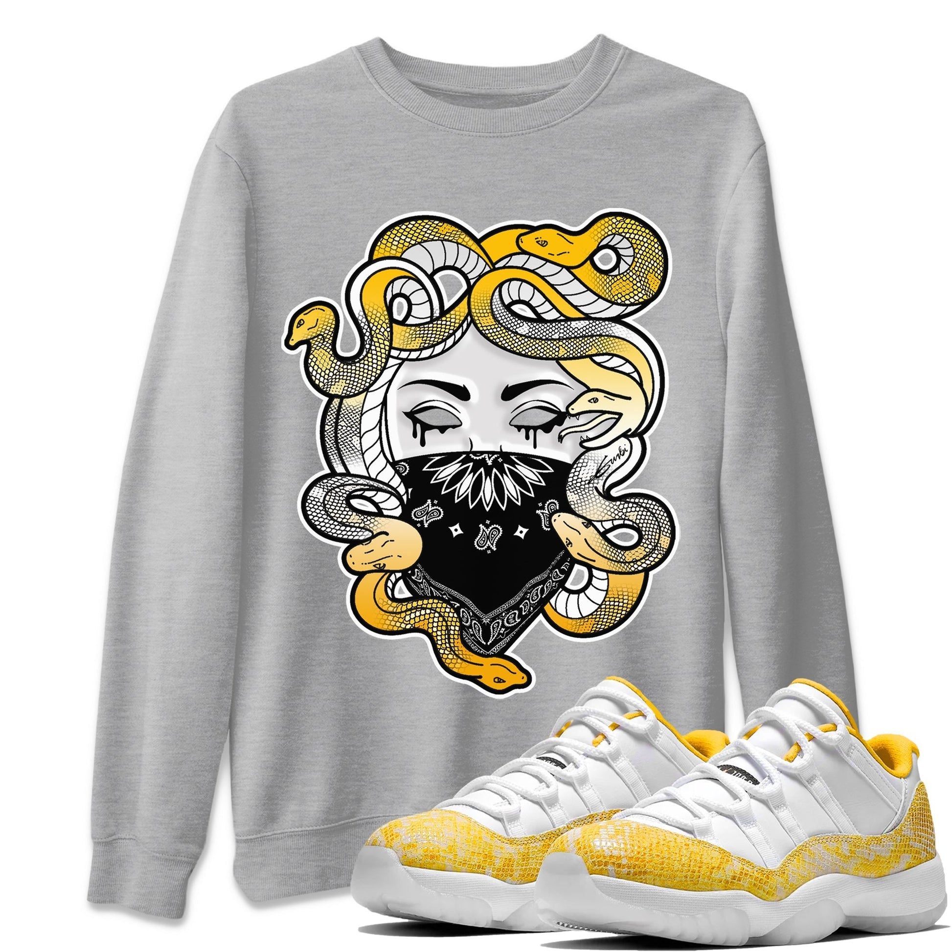 Jordan 11 Yellow Python Sneaker Match Tees Medusa Sneaker Tees Jordan 11 Yellow Python Sneaker Release Tees Unisex Shirts