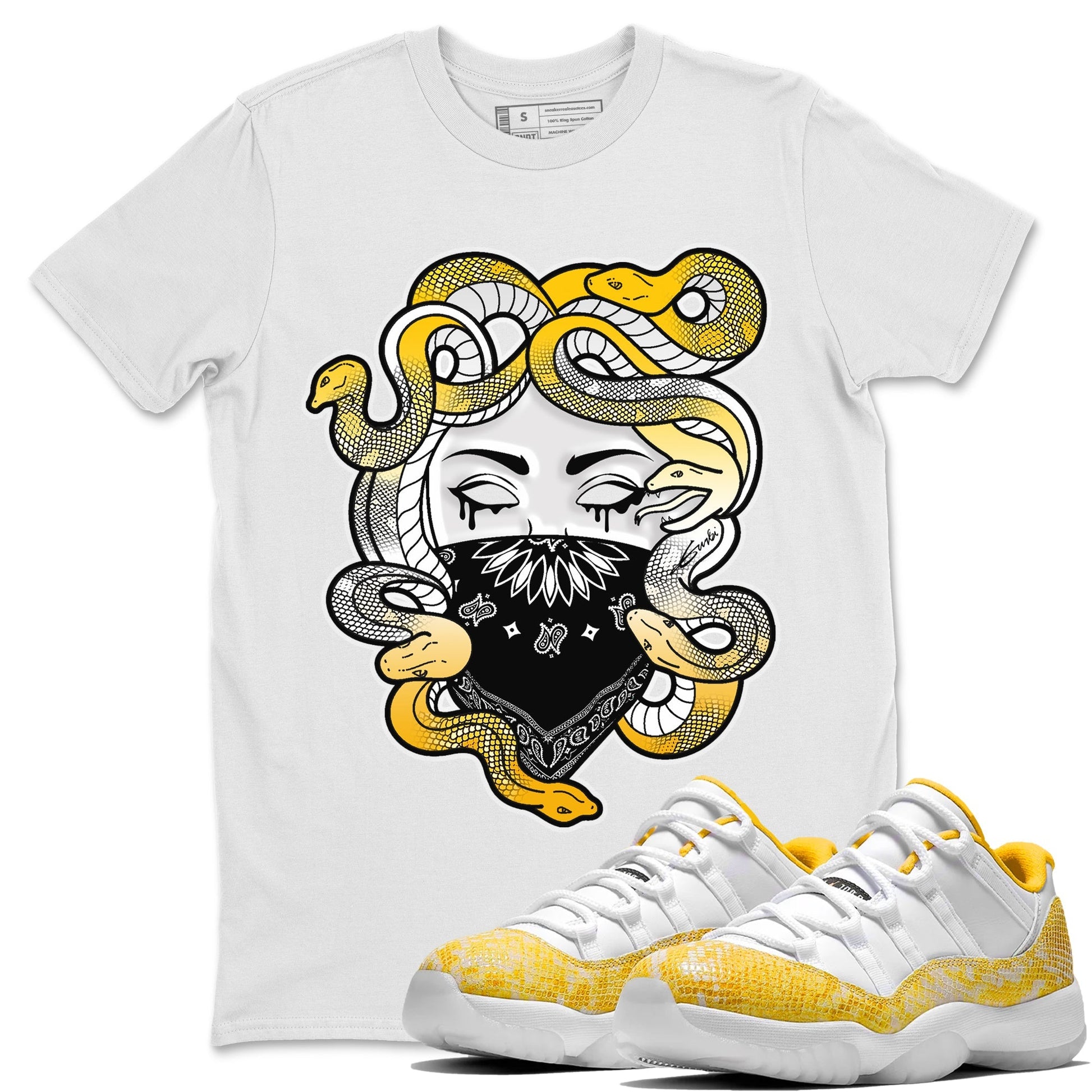 Jordan 11 Yellow Python Sneaker Match Tees Medusa Sneaker Tees Jordan 11 Yellow Python Sneaker Release Tees Unisex Shirts