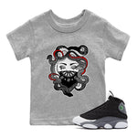 Air Jordan 13 Black Flint Sneaker Match Tees Medusa Sneaker Tees Air Jordan 13 Retro Black Flint Sneaker Release Tees Kids Shirts Heather Grey 1