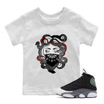 Air Jordan 13 Black Flint Sneaker Match Tees Medusa Sneaker Tees Air Jordan 13 Retro Black Flint Sneaker Release Tees Kids Shirts White 1