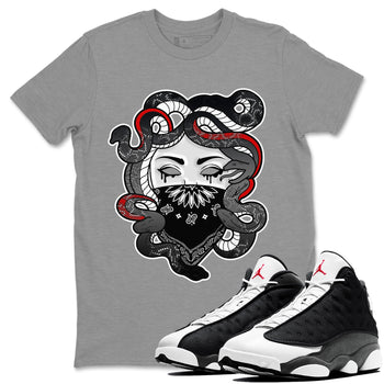 Air Jordan 13 Black Flint Sneaker Match Tees Medusa Sneaker Tees Air Jordan 13 Retro Black Flint Sneaker Release Tees Unisex Shirts Heather Grey 1