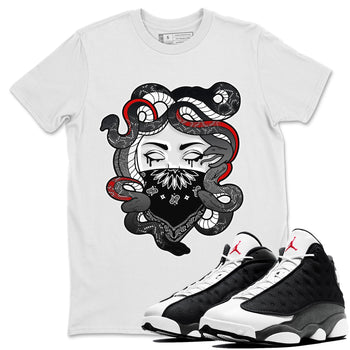 Air Jordan 13 Black Flint Sneaker Match Tees Medusa Sneaker Tees Air Jordan 13 Retro Black Flint Sneaker Release Tees Unisex Shirts White 1
