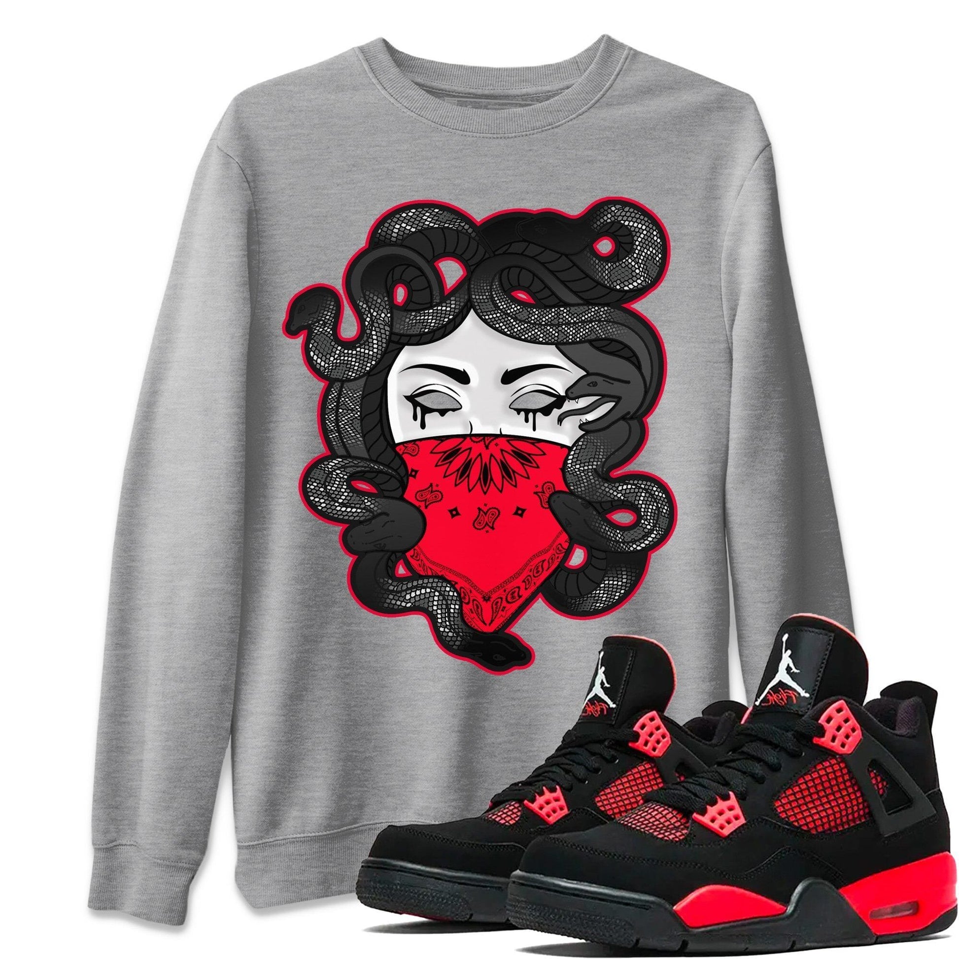 Jordan 4 Red Thunder Sneaker Match Tees Medusa Sneaker Tees Jordan 4 Red Thunder Sneaker Release Tees Unisex Shirts