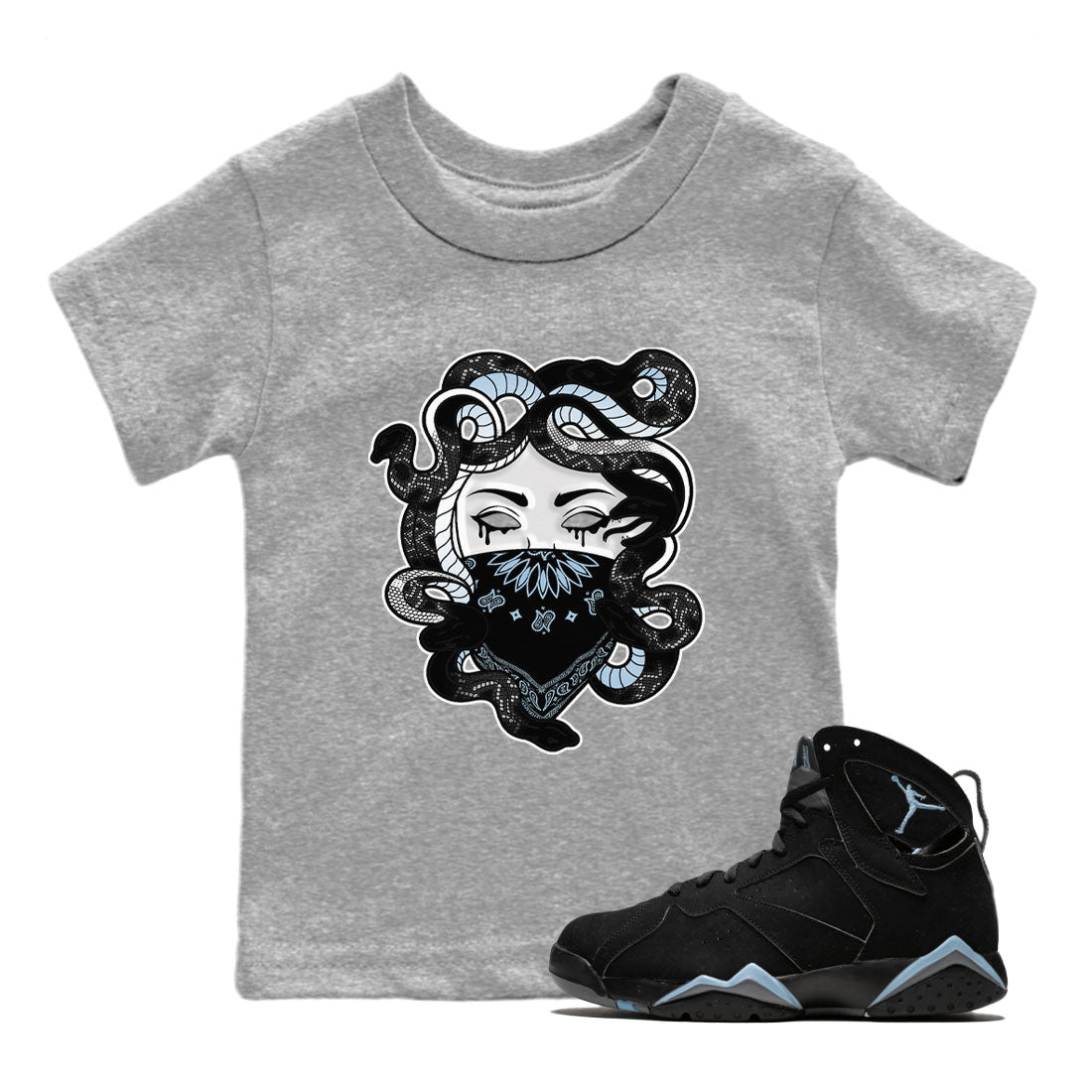 AJ7 Chambray shirt to match jordans Medusa sneaker tees Air Jordan 7 Chambray SNRT Sneaker Release Tees Baby Toddler Heather Grey 1 T-Shirt