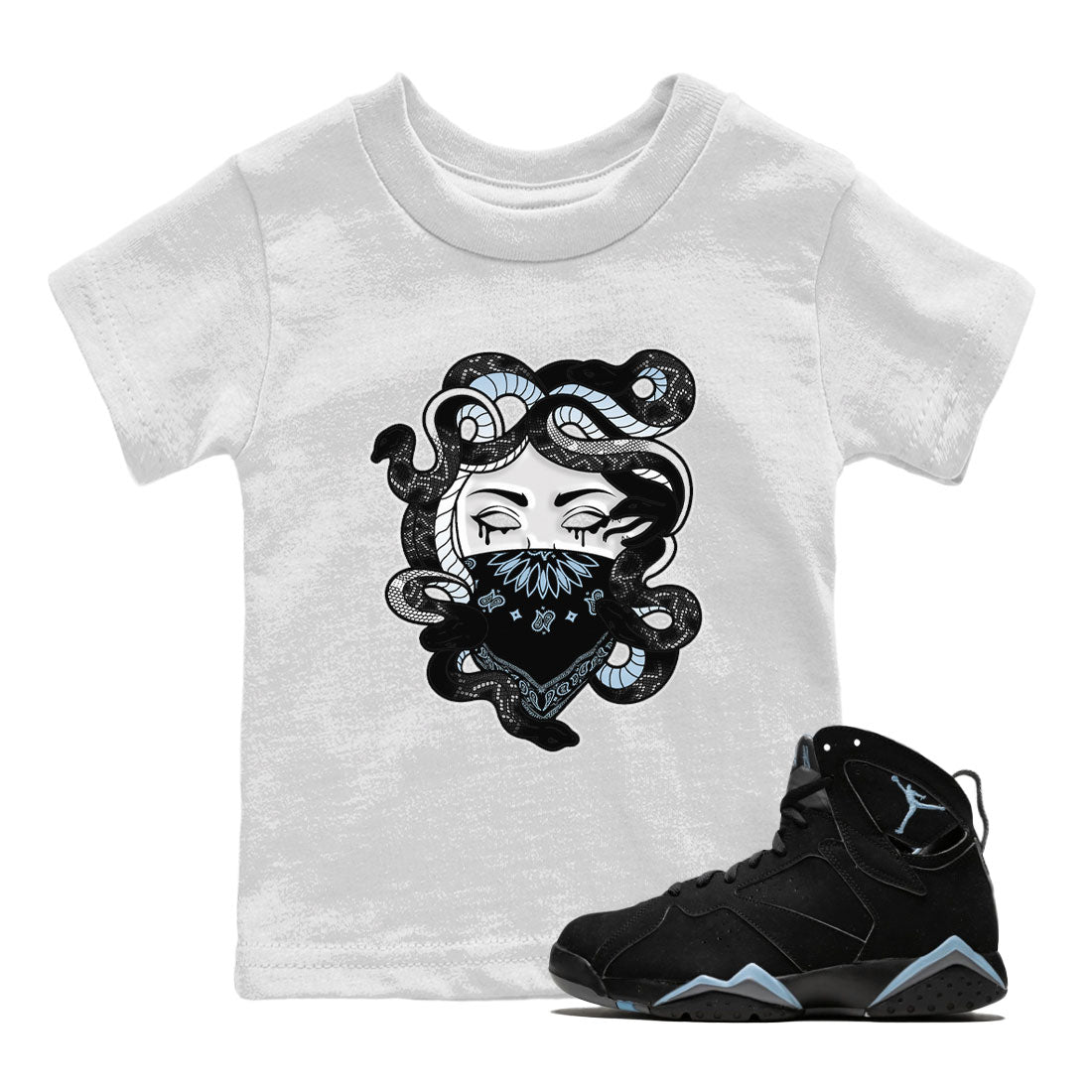 AJ7 Chambray shirt to match jordans Medusa sneaker tees Air Jordan 7 Chambray SNRT Sneaker Release Tees Baby Toddler White 1 T-Shirt