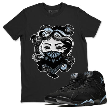 AJ7 Chambray shirt to match jordans Medusa sneaker tees Air Jordan 7 Chambray SNRT Sneaker Release Tees Unisex Black 1 T-Shirt