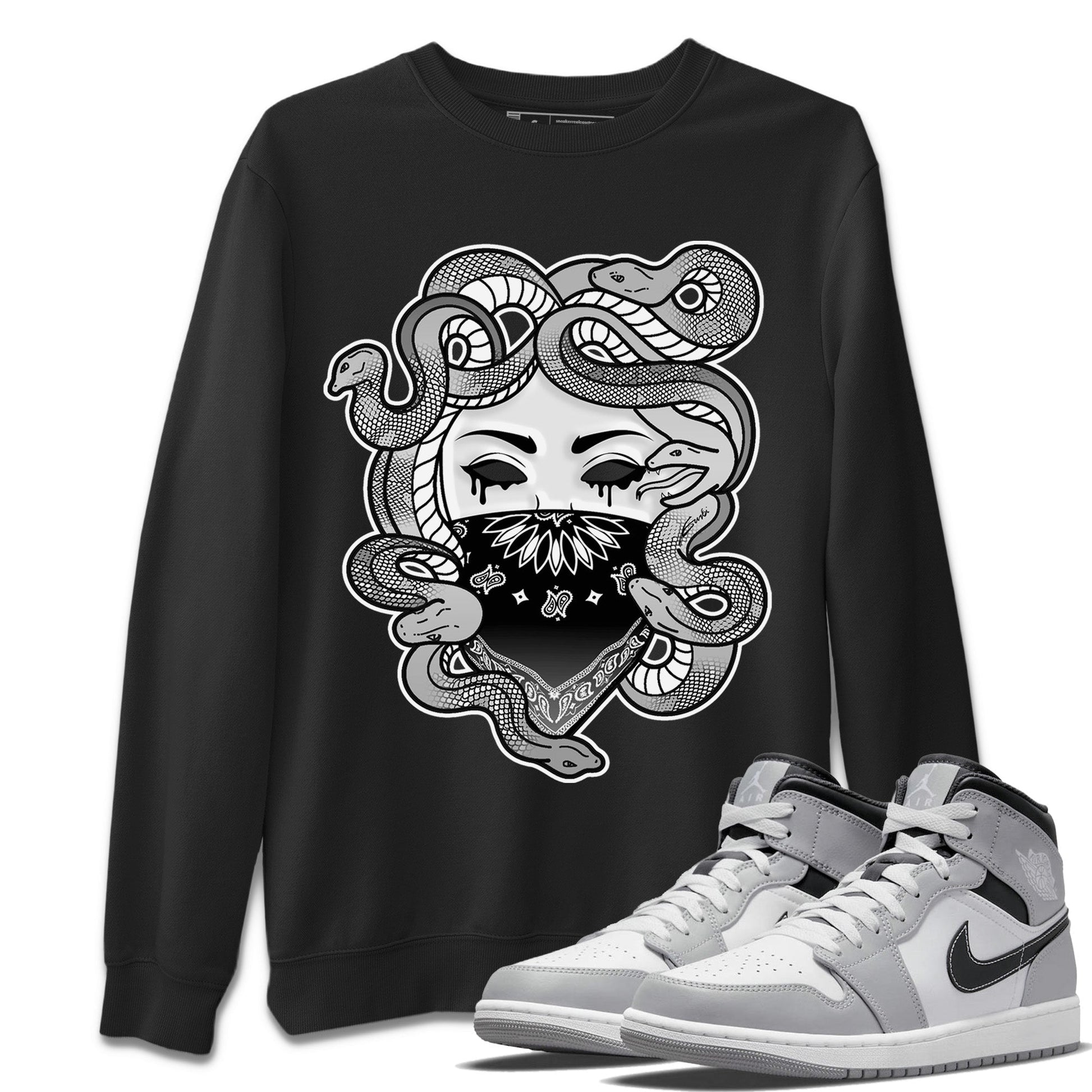 Jordan 1 Light Smoke Grey Sneaker Match Tees Medusa Sneaker Tees Jordan 1 Light Smoke Grey Sneaker Release Tees Unisex Shirts