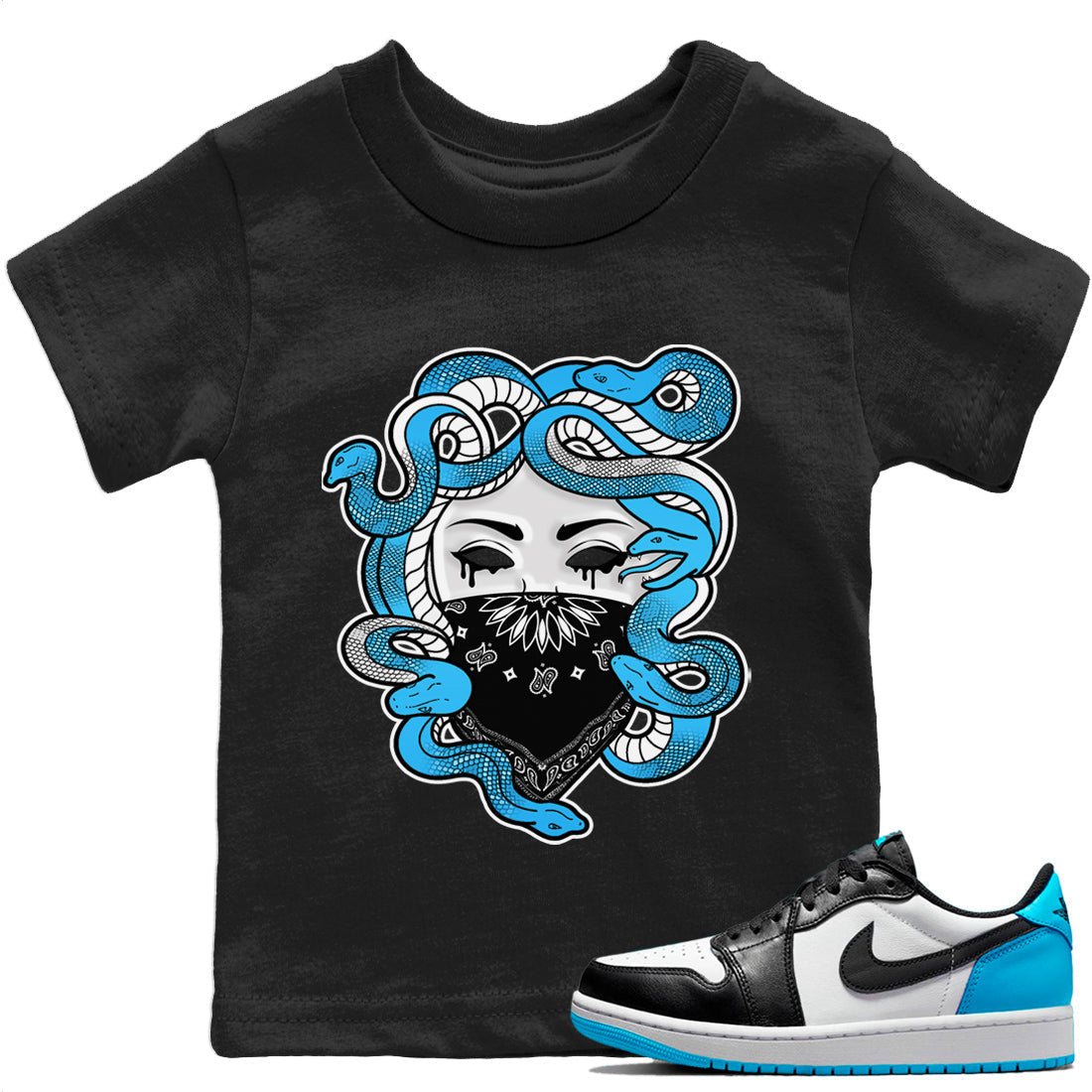 Jordan 1 Powder Blue Sneaker Match Tees Medusa Sneaker Tees Jordan 1 Powder Blue Sneaker Release Tees Kids Shirts