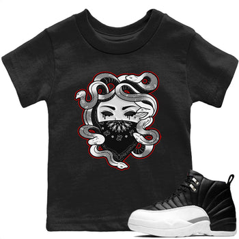 Jordan 12 Playoffs Sneaker Match Tees Medusa Sneaker Tees Jordan 12 Playoffs Sneaker Release Tees Kids Shirts