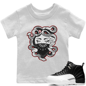 Jordan 12 Playoffs Sneaker Match Tees Medusa Sneaker Tees Jordan 12 Playoffs Sneaker Release Tees Kids Shirts