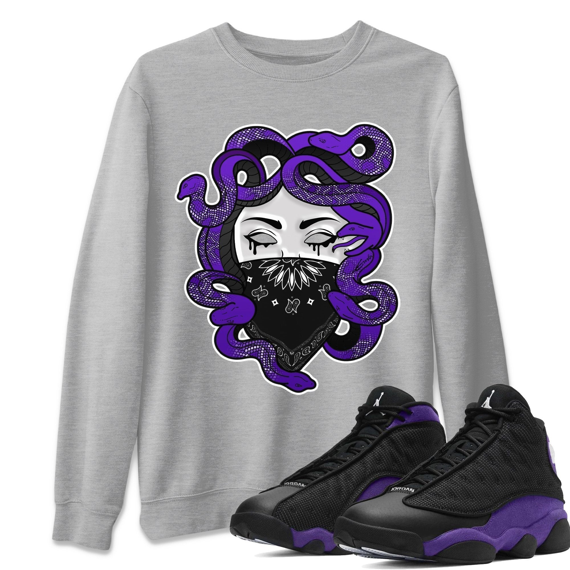 Jordan 13 Court Purple Sneaker Match Tees Medusa Sneaker Tees Jordan 13 Court Purple Sneaker Release Tees Unisex Shirts