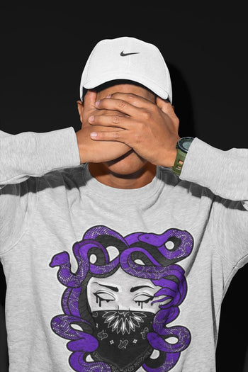 Jordan 13 Court Purple Sneaker Match Tees Medusa Sneaker Tees Jordan 13 Court Purple Sneaker Release Tees Unisex Shirts