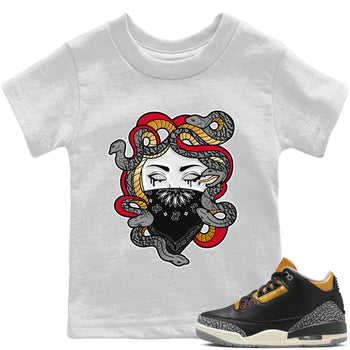 Jordan 3 Black Gold Sneaker Match Tees Medusa Sneaker Tees Jordan 3 Black Gold Sneaker Release Tees Kids Shirts