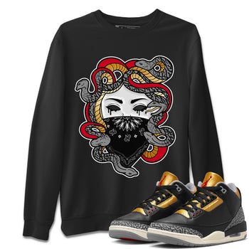 Jordan 3 Black Gold Sneaker Match Tees Medusa Sneaker Tees Jordan 3 Black Gold Sneaker Release Tees Unisex Shirts