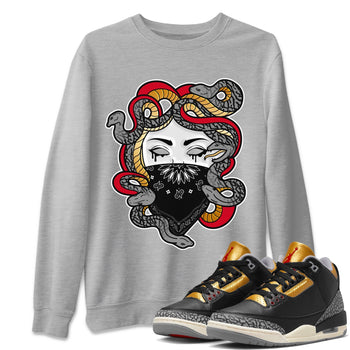 Jordan 3 Black Gold Sneaker Match Tees Medusa Sneaker Tees Jordan 3 Black Gold Sneaker Release Tees Unisex Shirts