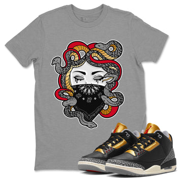 Jordan 3 Black Gold Sneaker Match Tees Medusa Sneaker Tees Jordan 3 Black Gold Sneaker Release Tees Unisex Shirts