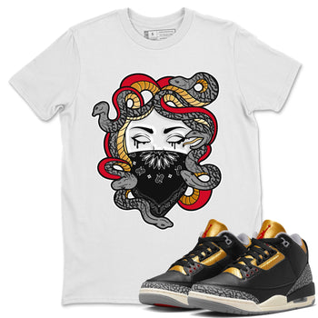Jordan 3 Black Gold Sneaker Match Tees Medusa Sneaker Tees Jordan 3 Black Gold Sneaker Release Tees Unisex Shirts