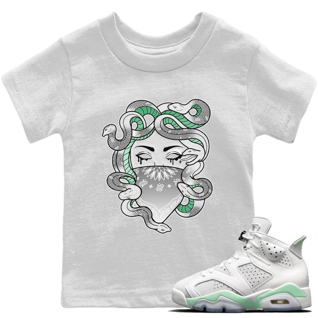 Jordan 6 Mint Foam Sneaker Match Tees Medusa Sneaker Tees Jordan 6 Mint Foam Sneaker Release Tees Kids Shirts