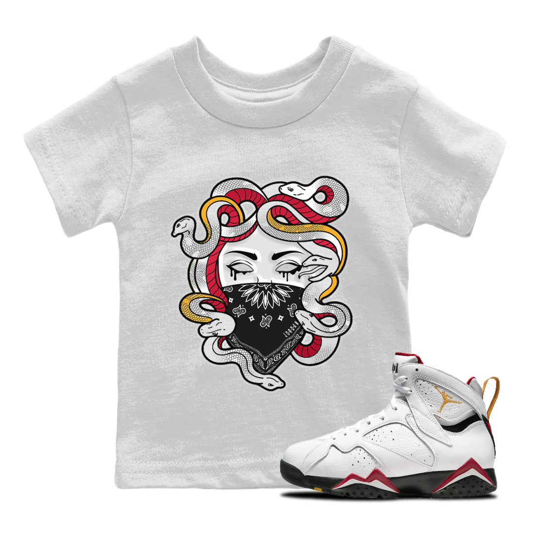 Jordan 7 Cardinal Sneaker Match Tees Medusa Sneaker Tees Jordan 7 Cardinal Sneaker Release Tees Kids Shirts