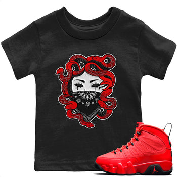 Jordan 9 Chile Red Sneaker Match Tees Medusa Sneaker Tees Jordan 9 Chile Red Sneaker Release Tees Kids Shirts