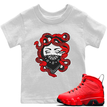 Jordan 9 Chile Red Sneaker Match Tees Medusa Sneaker Tees Jordan 9 Chile Red Sneaker Release Tees Kids Shirts