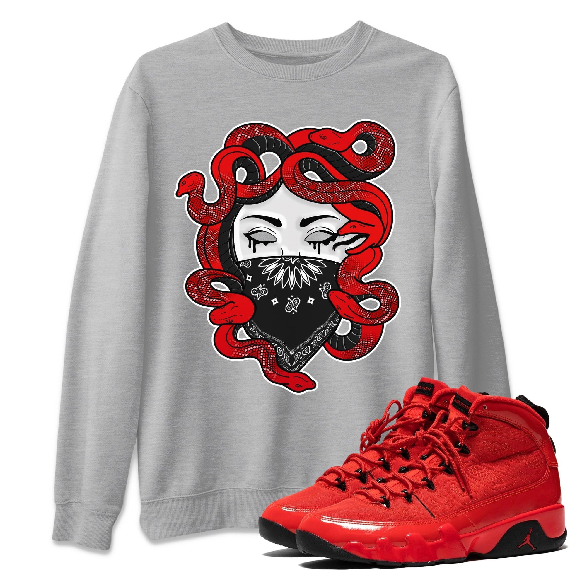 Jordan 9 Chile Red Sneaker Match Tees Medusa Sneaker Tees Jordan 9 Chile Red Sneaker Release Tees Unisex Shirts