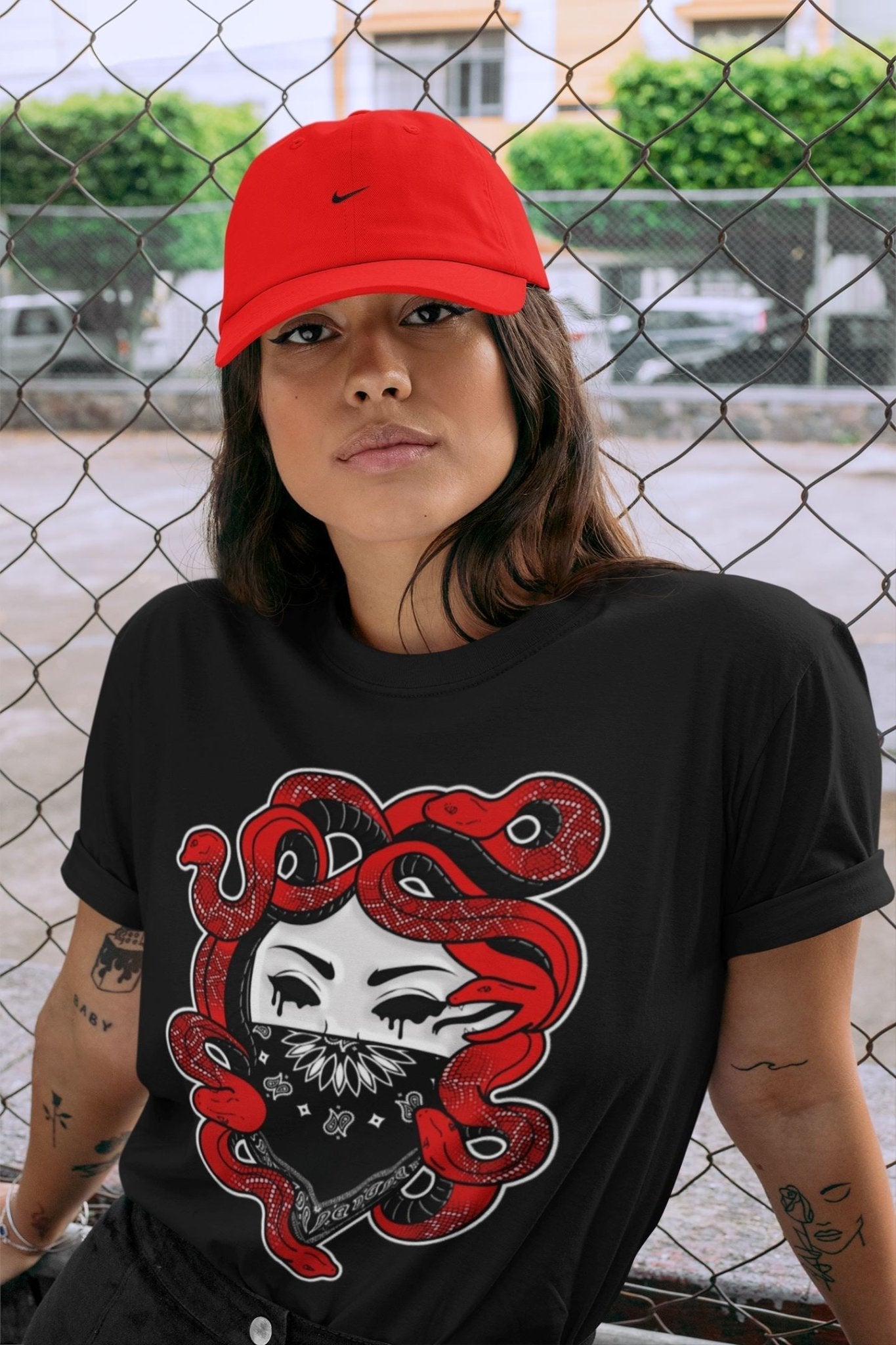 Jordan 9 Chile Red Sneaker Match Tees Medusa Sneaker Tees Jordan 9 Chile Red Sneaker Release Tees Unisex Shirts