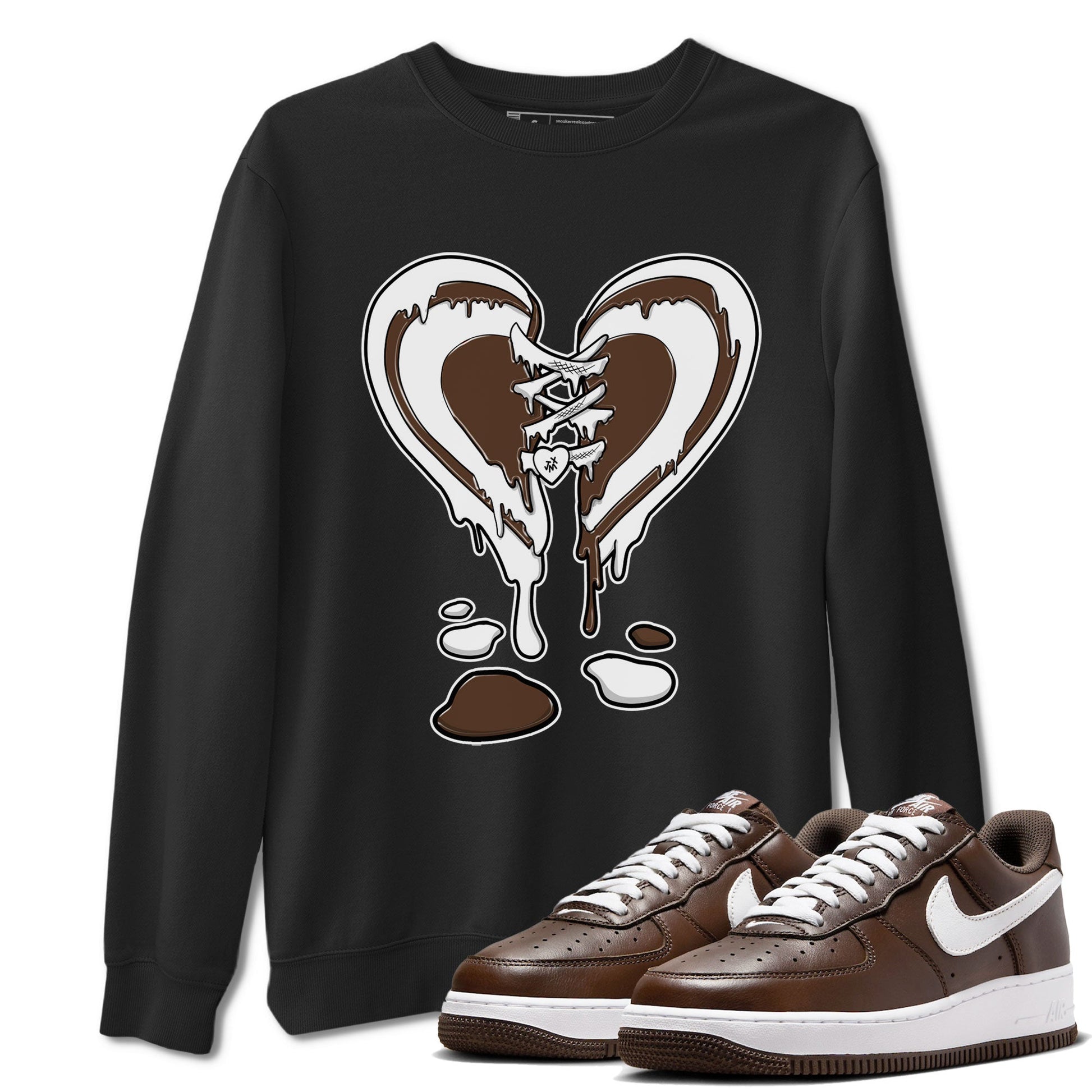 AF1 Chocolate shirt to match jordans Melting Heart sneaker tees Air Force 1 Chocolate SNRT Sneaker Release Tees Cotton Sneaker Tee Black 1 T-Shirt