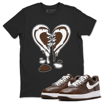 AF1 Chocolate shirt to match jordans Melting Heart sneaker tees Air Force 1 Chocolate SNRT Sneaker Release Tees Cotton Sneaker Tee Black 1 T-Shirt