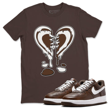 AF1 Chocolate shirt to match jordans Melting Heart sneaker tees Air Force 1 Chocolate SNRT Sneaker Release Tees Cotton Sneaker Tee Dark Chocolate 1 T-Shirt