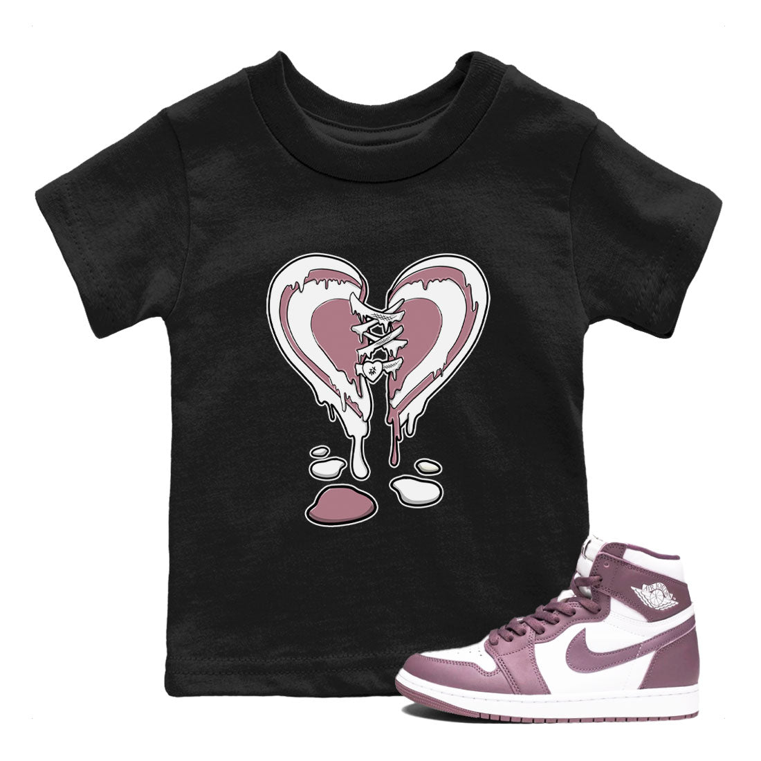 Air Jordan 1 High OG WMNS Mauve shirt to match jordans Melting Heart sneaker tees Air Jordan 1 Mauve SNRT Sneaker Release Tees Baby Toddler Black 1 T-Shirt