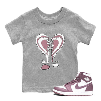 Air Jordan 1 High OG WMNS Mauve shirt to match jordans Melting Heart sneaker tees Air Jordan 1 Mauve SNRT Sneaker Release Tees Baby Toddler Heather Grey 1 T-Shirt