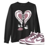 Air Jordan 1 High OG WMNS Mauve shirt to match jordans Melting Heart sneaker tees Air Jordan 1 Mauve SNRT Sneaker Release Tees Unisex Black 1 T-Shirt