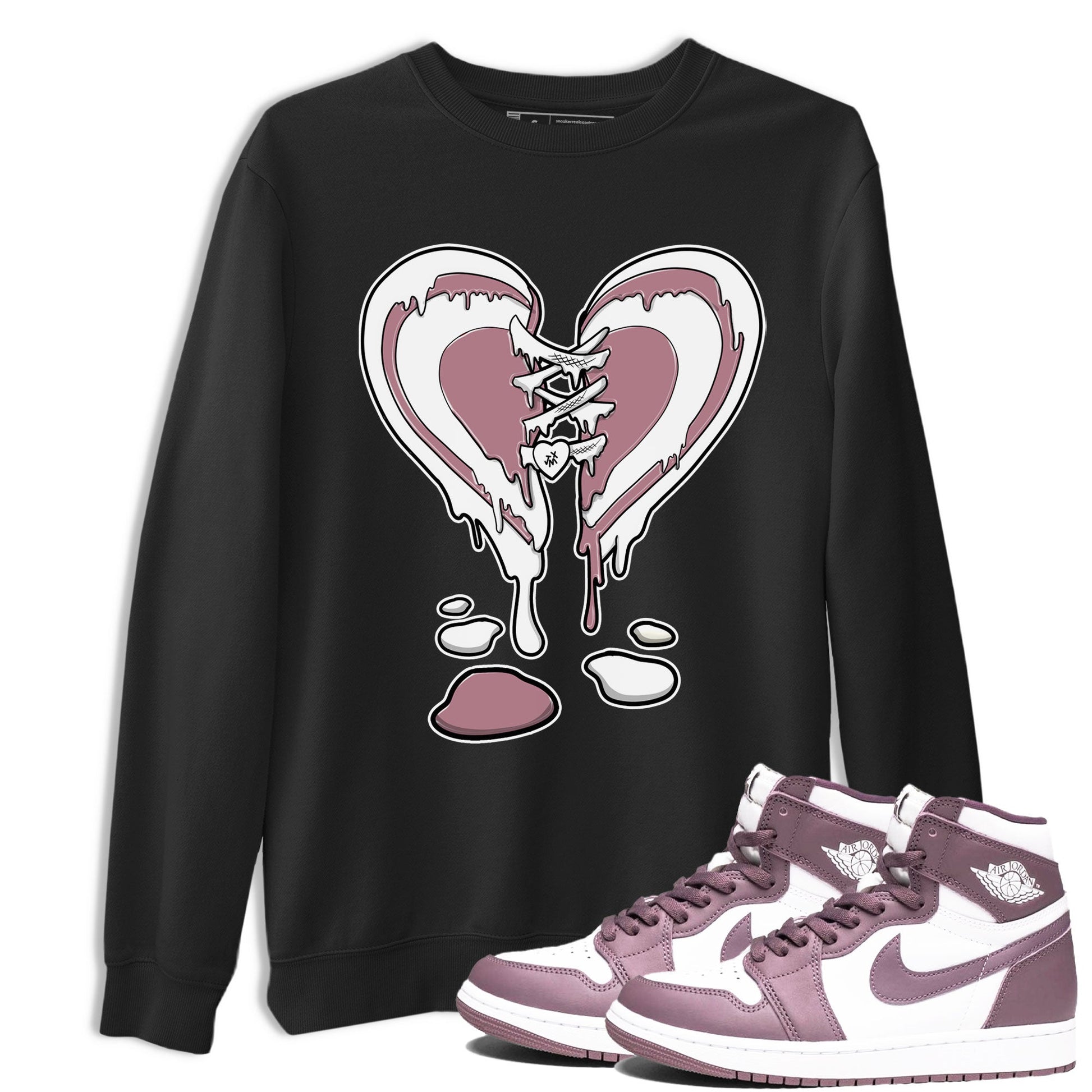 Air Jordan 1 High OG WMNS Mauve shirt to match jordans Melting Heart sneaker tees Air Jordan 1 Mauve SNRT Sneaker Release Tees Unisex Black 1 T-Shirt