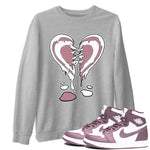 Air Jordan 1 High OG WMNS Mauve shirt to match jordans Melting Heart sneaker tees Air Jordan 1 Mauve SNRT Sneaker Release Tees Unisex Heather Grey 1 T-Shirt