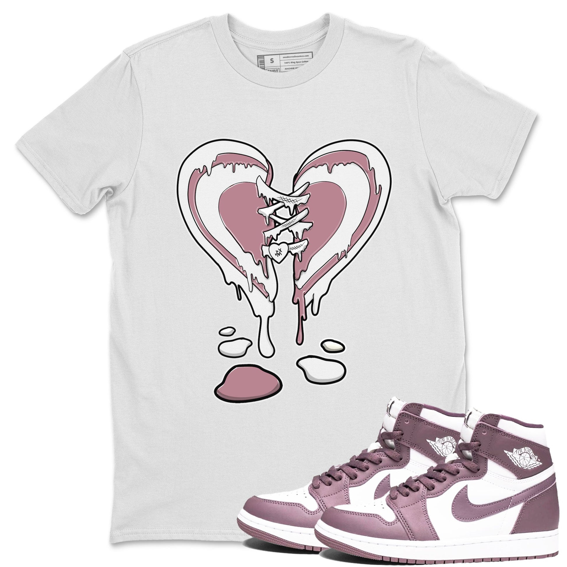Air Jordan 1 High OG WMNS Mauve shirt to match jordans Melting Heart sneaker tees Air Jordan 1 Mauve SNRT Sneaker Release Tees Unisex White 1 T-Shirt