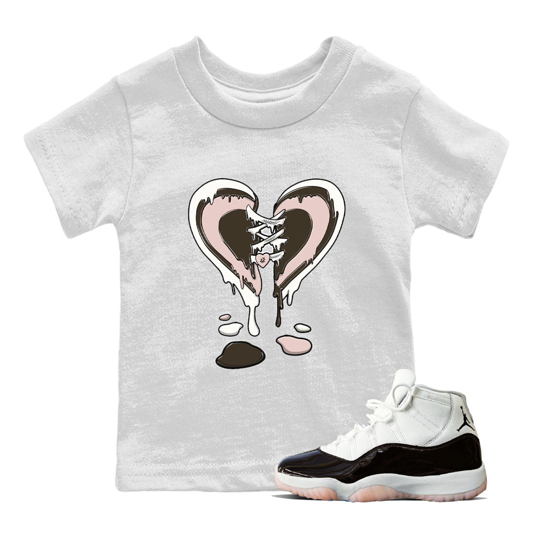 11s Neapolitan shirt to match jordans Melting Heart sneaker tees Air Jordan 11 Neapolitan SNRT Sneaker Release Tees Baby Toddler White 1 T-Shirt