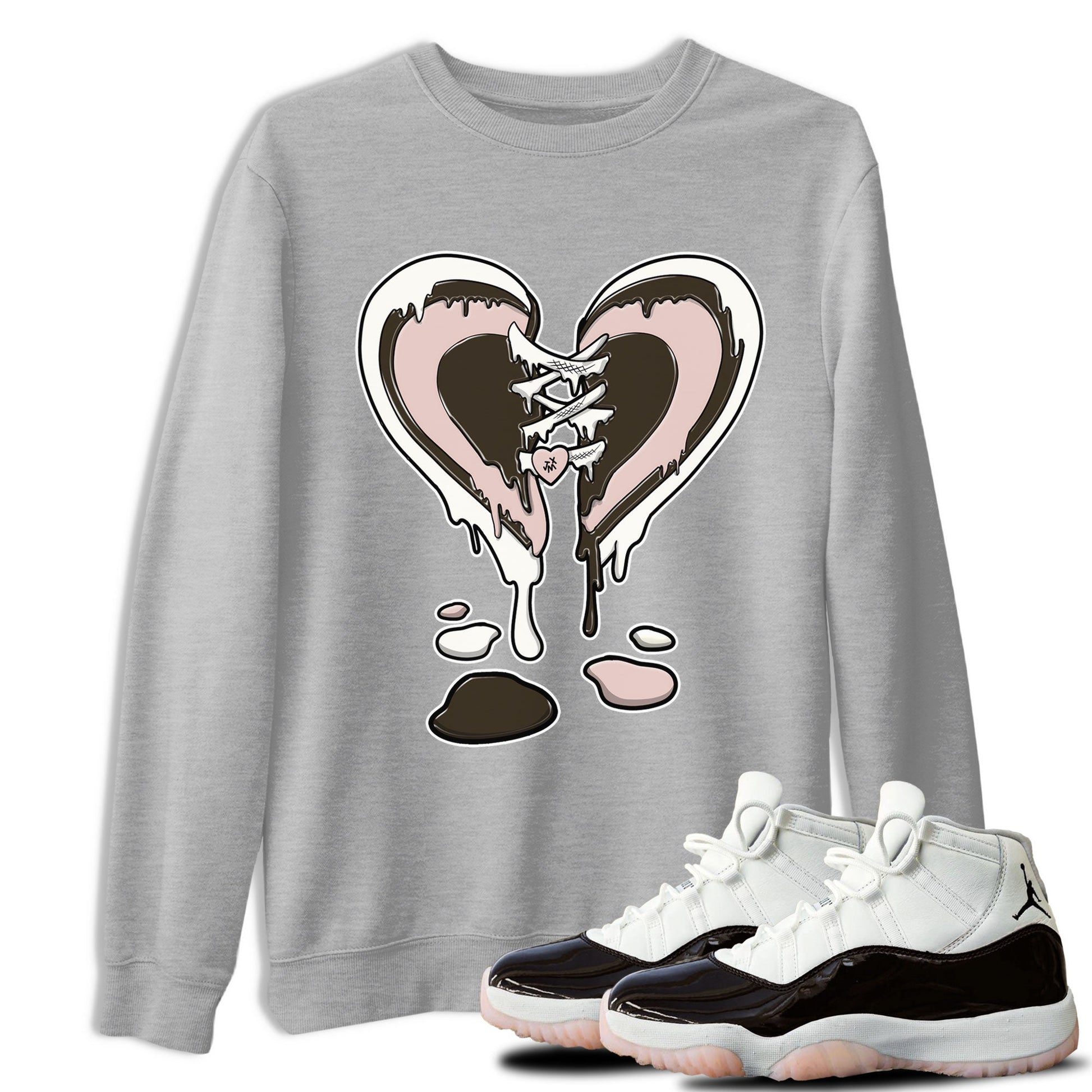 11s Neapolitan shirt to match jordans Melting Heart sneaker tees Air Jordan 11 Neapolitan SNRT Sneaker Release Tees Unisex Heather Grey 1 T-Shirt