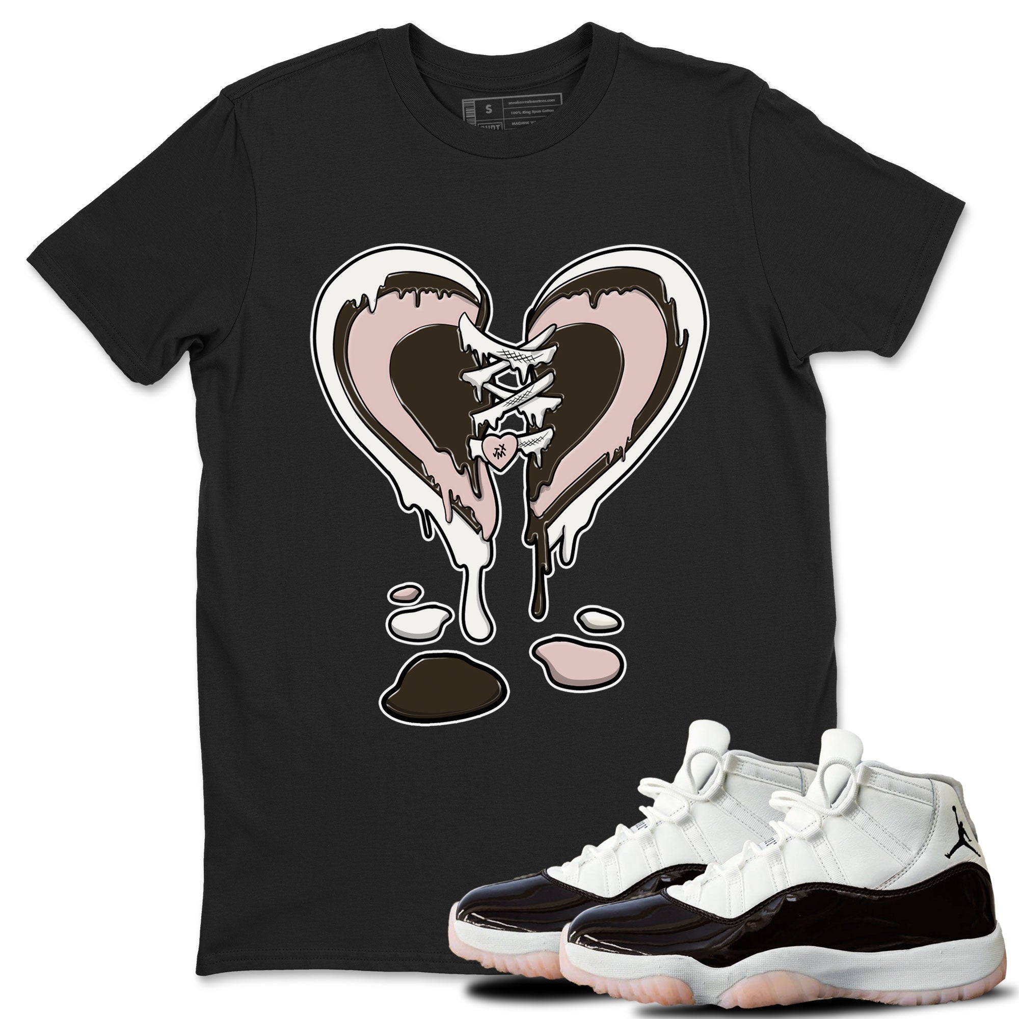 11s Neapolitan shirt to match jordans Melting Heart sneaker tees Air Jordan 11 Neapolitan SNRT Sneaker Release Tees Unisex Black 1 T-Shirt