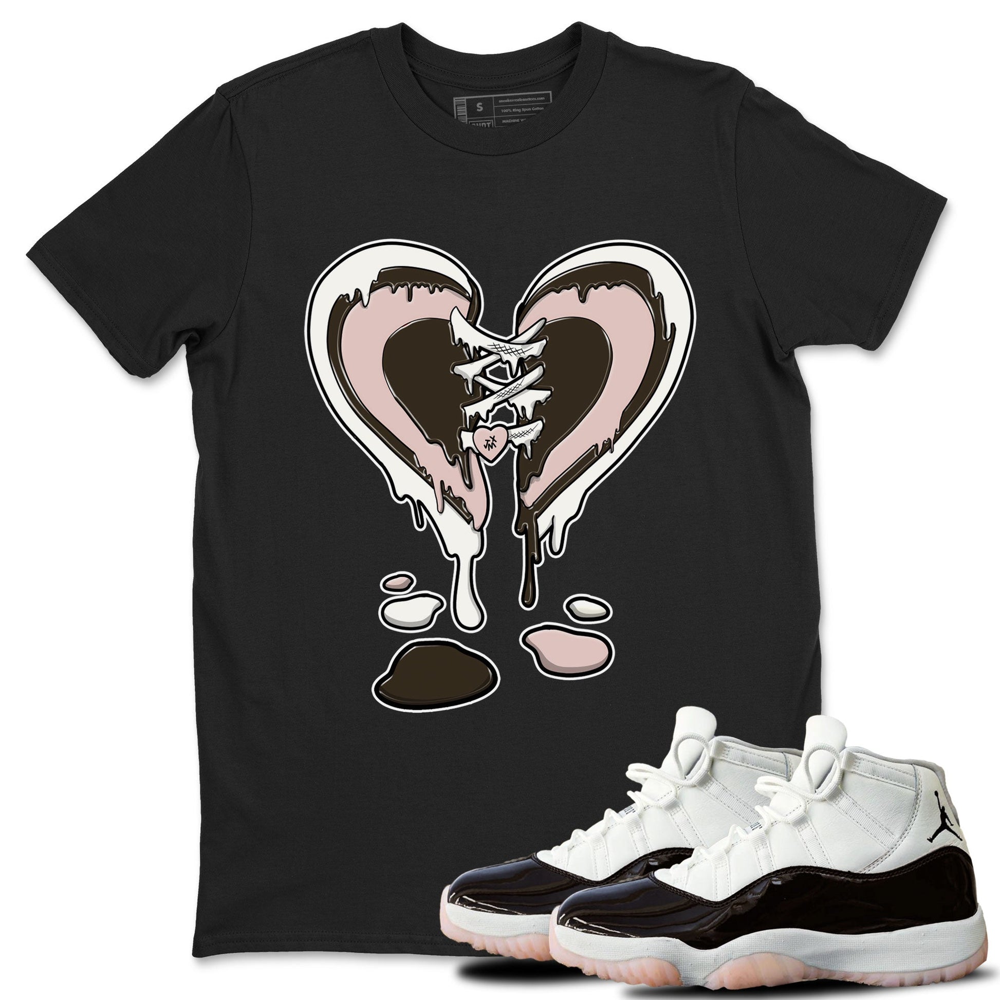 11s Neapolitan shirt to match jordans Melting Heart sneaker tees Air Jordan 11 Neapolitan SNRT Sneaker Release Tees Unisex Black 1 T-Shirt