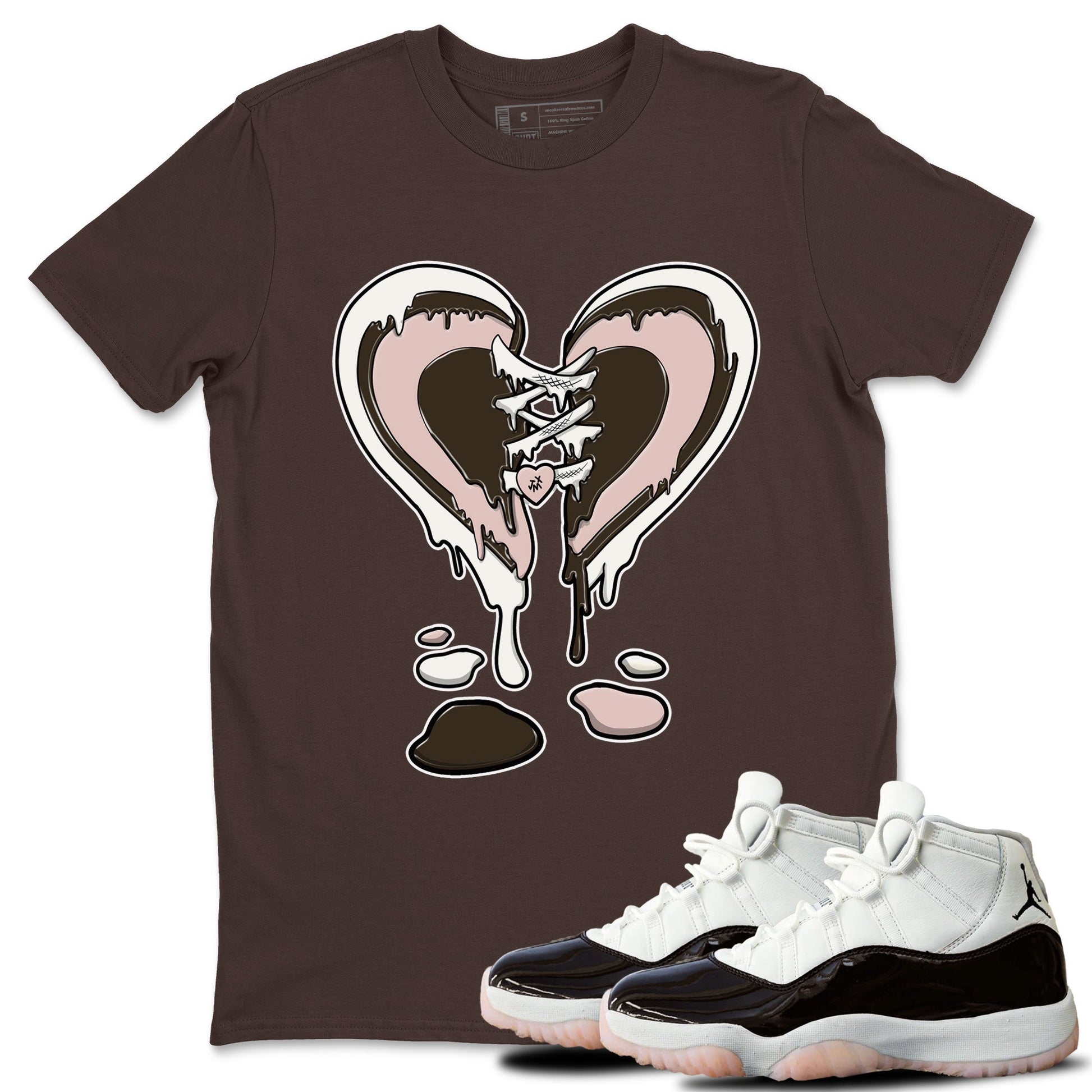 11s Neapolitan shirt to match jordans Melting Heart sneaker tees Air Jordan 11 Neapolitan SNRT Sneaker Release Tees Unisex Dark Chocolate 1 T-Shirt