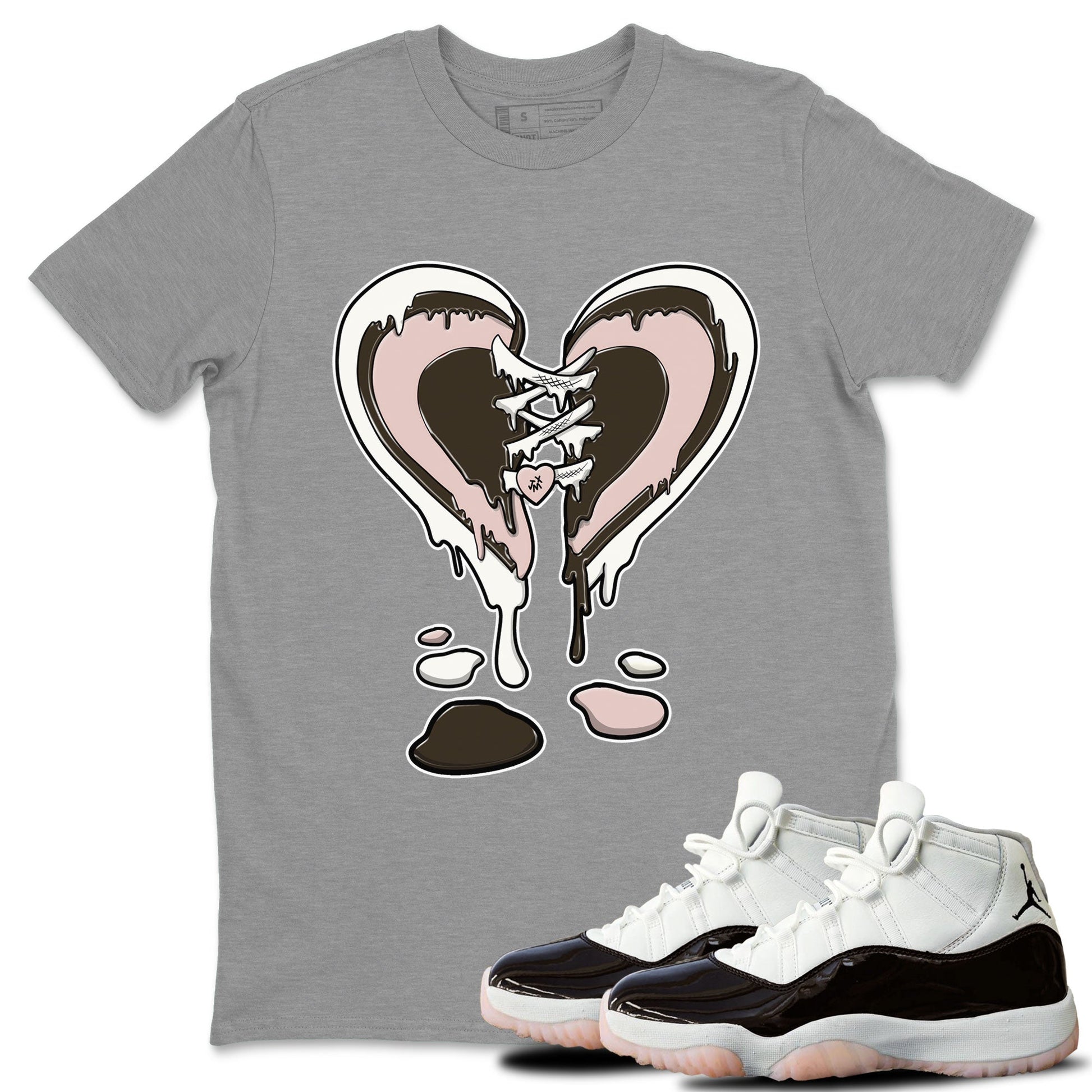11s Neapolitan shirt to match jordans Melting Heart sneaker tees Air Jordan 11 Neapolitan SNRT Sneaker Release Tees Unisex Heather Grey 1 T-Shirt