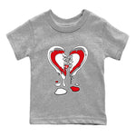 12s Cherry Sneaker Match Tees Melting Heart Sneaker Tees Air Jordan 12 Cherry Sneaker Release Tees Kids Shirts Heather Grey 2