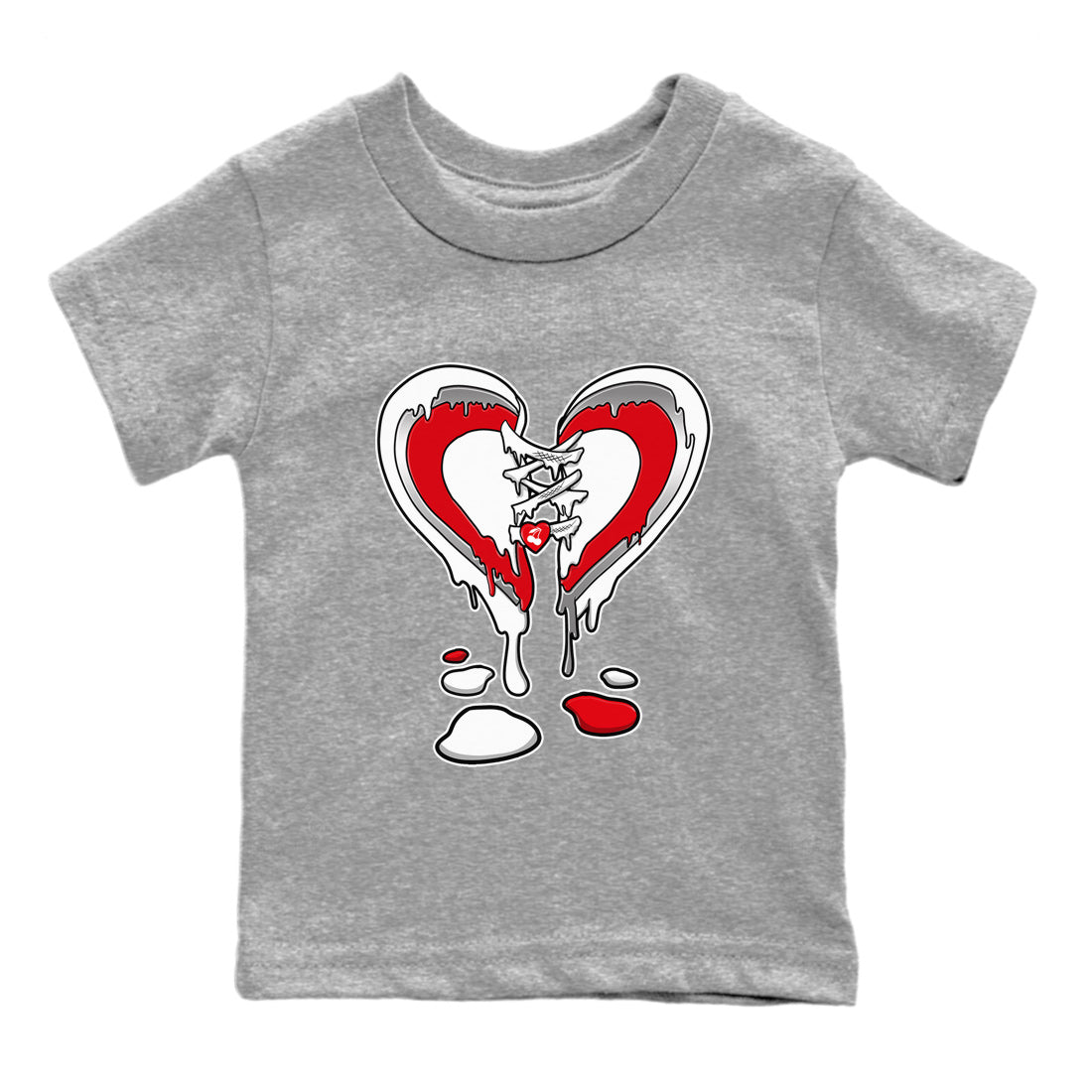 12s Cherry Sneaker Match Tees Melting Heart Sneaker Tees Air Jordan 12 Cherry Sneaker Release Tees Kids Shirts Heather Grey 2