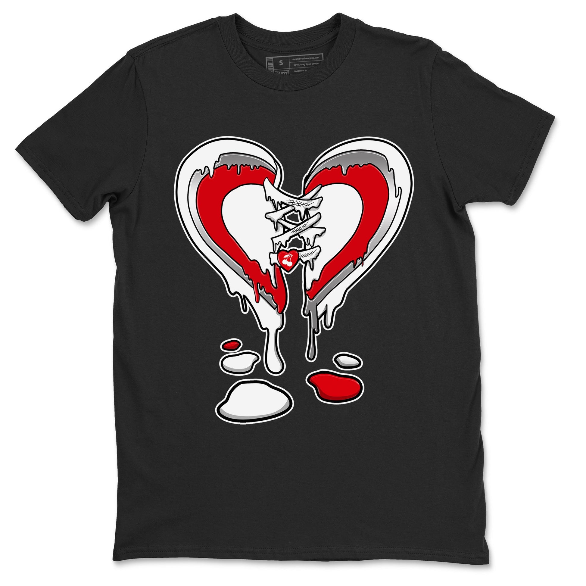 12s Cherry Sneaker Match Tees Melting Heart Sneaker Tees Air Jordan 12 Cherry Sneaker Release Tees Unisex Shirts Black 2