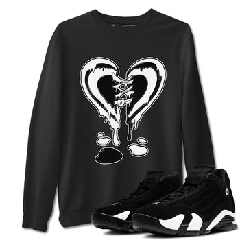 14s Panda shirt to match jordans Melting Heart sneaker tees Air Jordan 14 Panda SNRT Sneaker Release Tees unisex cotton Black 1 crew neck shirt