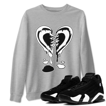 14s Panda shirt to match jordans Melting Heart sneaker tees Air Jordan 14 Panda SNRT Sneaker Release Tees unisex cotton Heather Grey 1 crew neck shirt
